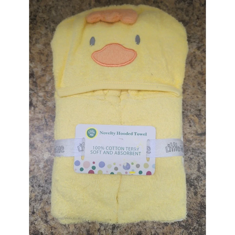 Little Me Novelty Hooded Yellow Duck Towel 100% Cotton Terry 26